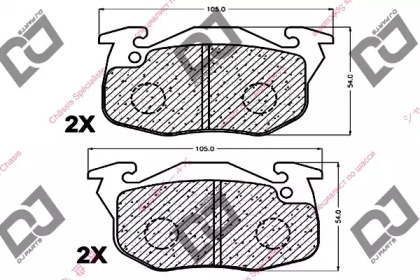 Комплект тормозных колодок DJ PARTS BP1129